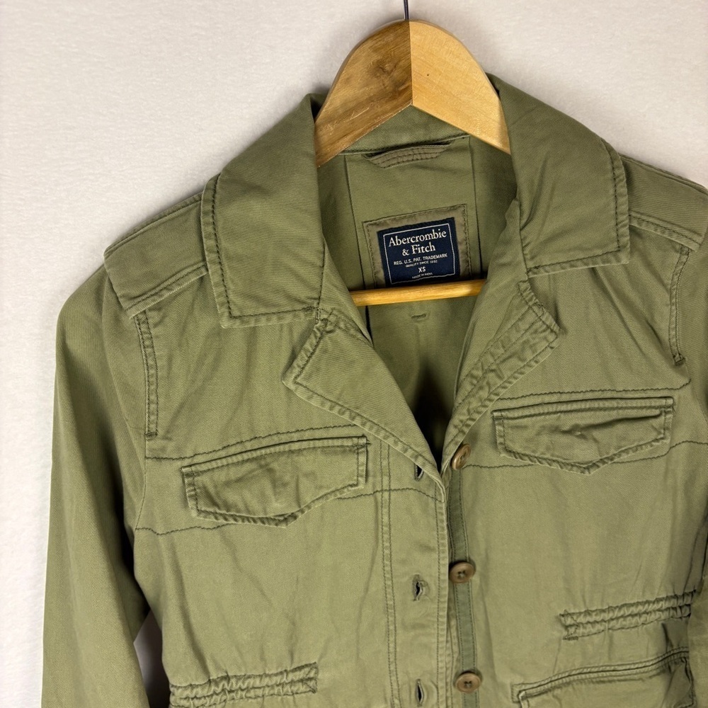 Abercrombie & Fitch Green Utility Jacket Cargo Grunge Military Y2K - Picture 5 of 6
